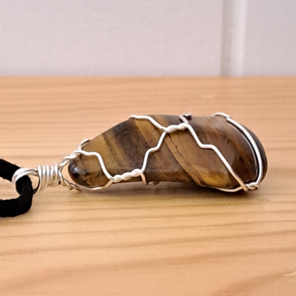 Polished Tigers Eye Gemstone Wire Wrapped - Picture 6 of 8